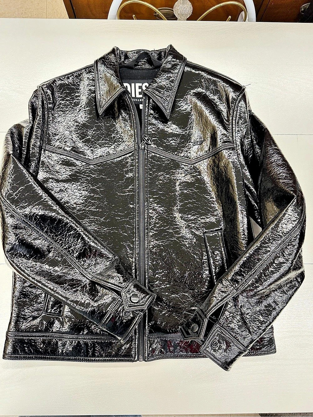Diesel J-Lou Leatherette Jacket Black Size Medium Like New